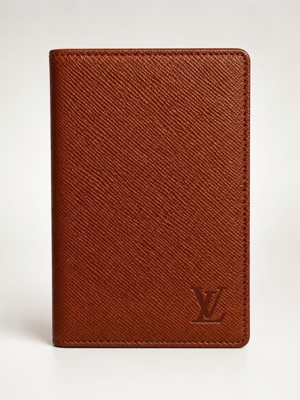 Louis Vuitton Brown Textured Leather Passport Cover with Embossed LV